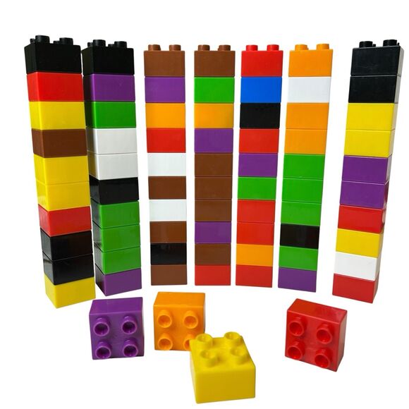 Mega Bloks Lot of 74 Blocks 1.25 inch Toddler Friendly Toys Counting Color Sort - Picture 1 of 4